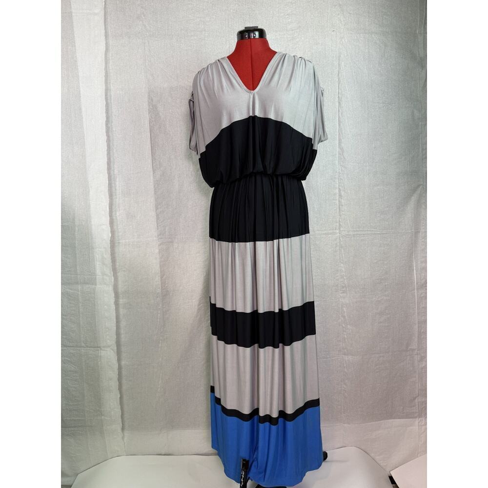 The Limited Dress Womens XS Black Gray Blue Maxi V Neck Party Luxury C614